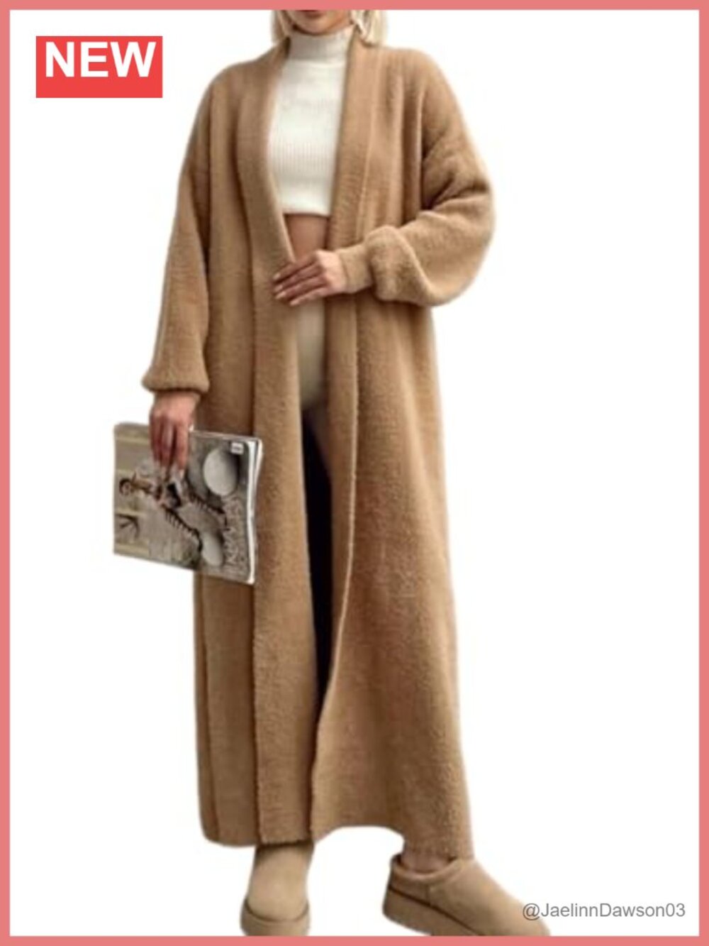 Fuzzy Long Cardigan Sweater Oversized Open Front Duster Coat